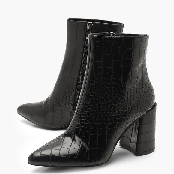 Croc Block Heel Sock Boots - Picture 4 of 4